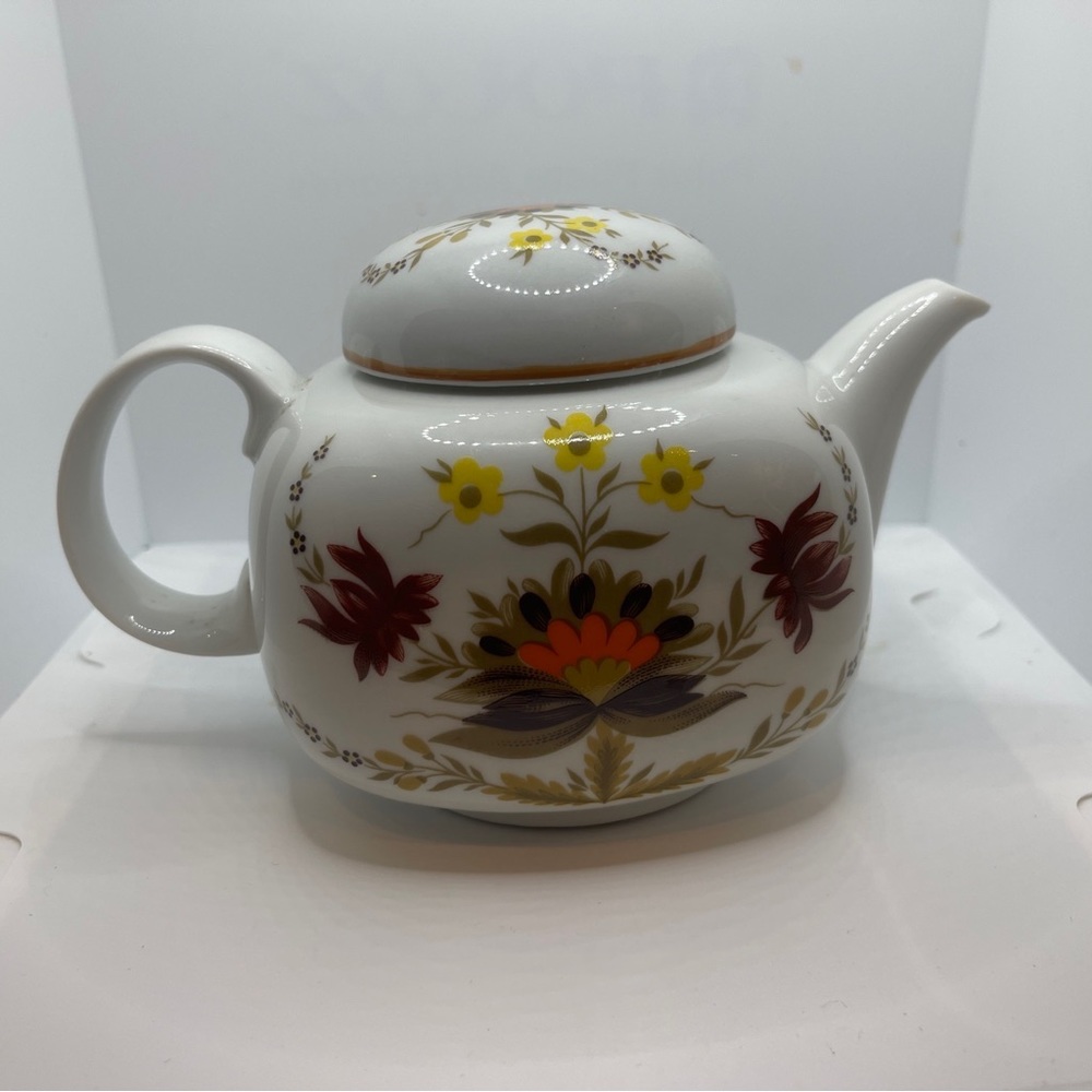 Vintage Teapot Floral Tea Pot floral gold accents small
